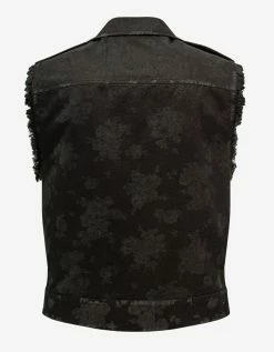 Saint Laurent Black Floral Sleeveless Jacket