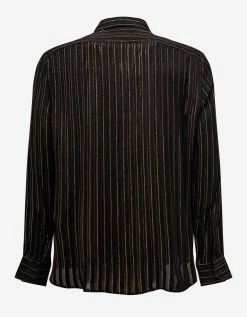 Saint Laurent Black & Gold Stripe Silk Shirt