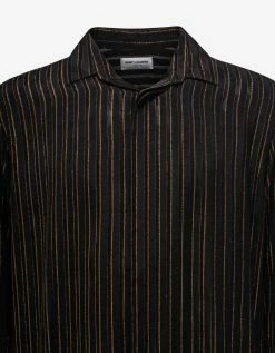 Saint Laurent Black & Gold Stripe Silk Shirt