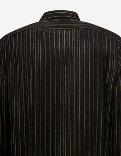 Saint Laurent Black & Gold Stripe Silk Shirt