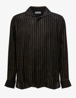 Saint Laurent Black & Gold Stripe Silk Shirt