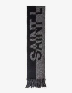 Saint Laurent Accessories Black & Grey Logo Scarf