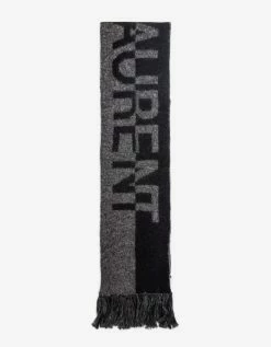 Saint Laurent Accessories Black & Grey Logo Scarf