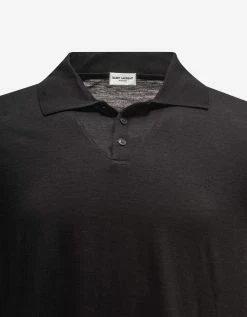 Saint Laurent Clothing Black Knitted Polo T-Shirt