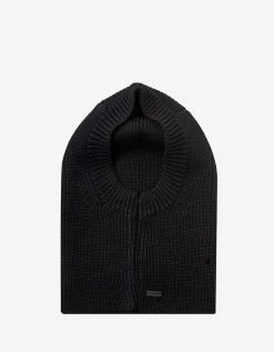 Saint Laurent Accessories Black Large Ribbed Wool Balaclava