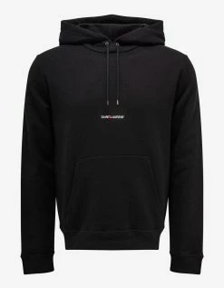 Saint Laurent Clothing Black Logo Print Hoodie