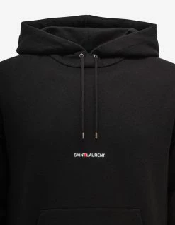 Saint Laurent Clothing Black Logo Print Hoodie