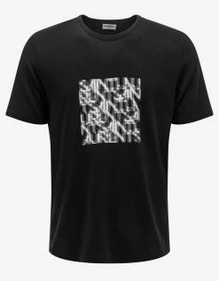 Saint Laurent Clothing Black Optical Illusion Print T-Shirt