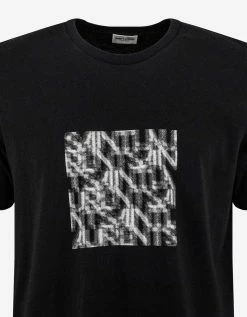 Saint Laurent Clothing Black Optical Illusion Print T-Shirt