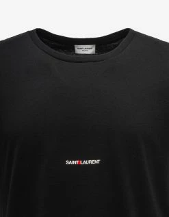 Saint Laurent Black Rive Gauche Logo T-Shirt T-Shirts