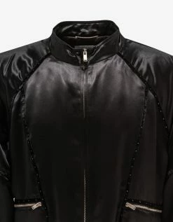 Saint Laurent Black Silk Satin 80s Teddy Jacket Clothing