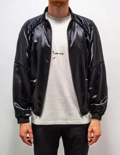 Saint Laurent Black Silk Satin 80s Teddy Jacket Clothing