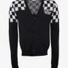 Saint Laurent Black & White Check Mohair Blend Cardigan