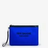 Saint Laurent Blue Wool Felt Rive Gauche Zip Pouch