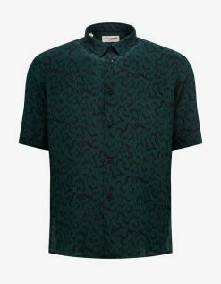 Saint Laurent Green Printed Silk Shirt Clothing