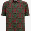 Saint Laurent Green & Red Paisley Print Short Sleeve Shirt Shirts