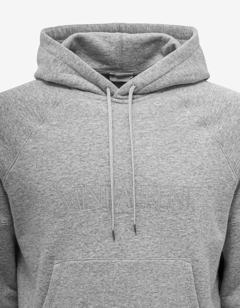 Wholesale 🤩 Saint Laurent Clothing Grey Logo Embroidery Hoodie 👍 4 Saint Laurent Clothing Grey Logo Embroidery Hoodie