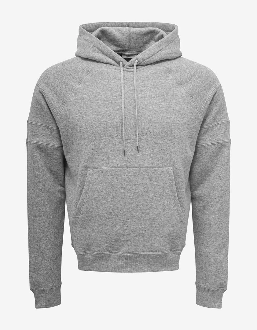 Wholesale 🤩 Saint Laurent Clothing Grey Logo Embroidery Hoodie 👍 2 Saint Laurent Clothing Grey Logo Embroidery Hoodie