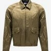 Saint Laurent Khaki Metallic Satin Teddy Jacket