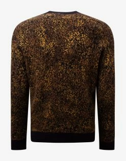 Saint Laurent Leopard Print Wool-Blend Sweater Clothing