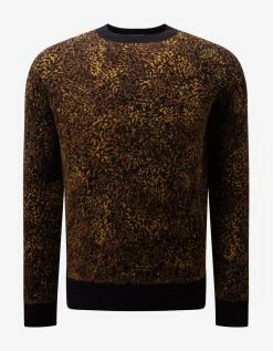 Saint Laurent Leopard Print Wool-Blend Sweater Clothing