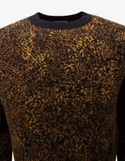 Saint Laurent Leopard Print Wool-Blend Sweater Clothing