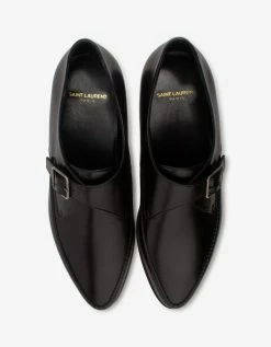 Saint Laurent Marceau Black Leather Monk Strap Shoes