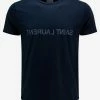 Saint Laurent Navy Blue Reverse Logo Print T-Shirt Clothing