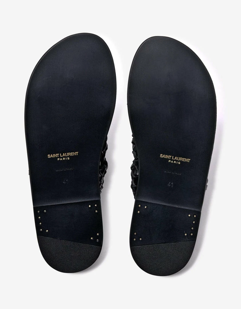 Budget ๐ Saint Laurent Neil Black Braided Leather ๐ฉด Sandals ๐ 7 Saint Laurent Neil Black Braided Leather Sandals