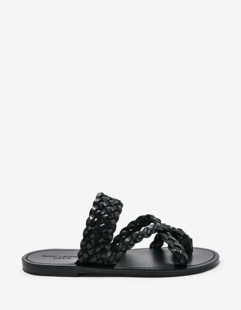 Budget ๐ Saint Laurent Neil Black Braided Leather ๐ฉด Sandals ๐ 4 Saint Laurent Neil Black Braided Leather Sandals