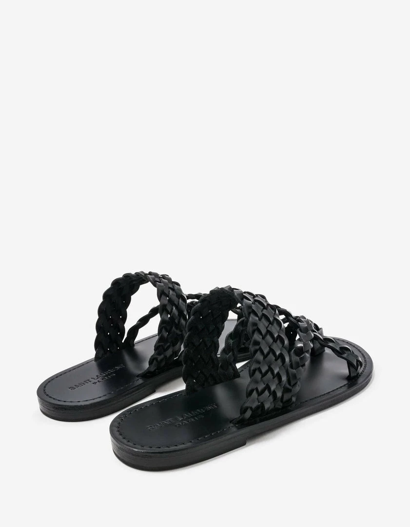 Budget ๐ Saint Laurent Neil Black Braided Leather ๐ฉด Sandals ๐ 9 Saint Laurent Neil Black Braided Leather Sandals