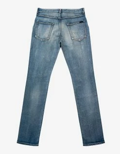 Saint Laurent Santa Monica Blue Distressed Skinny Jeans