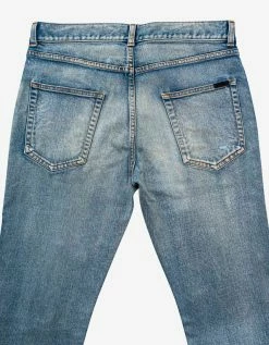 Saint Laurent Santa Monica Blue Distressed Skinny Jeans