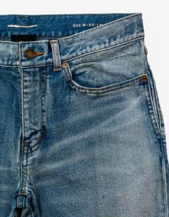 Saint Laurent Santa Monica Blue Distressed Skinny Jeans