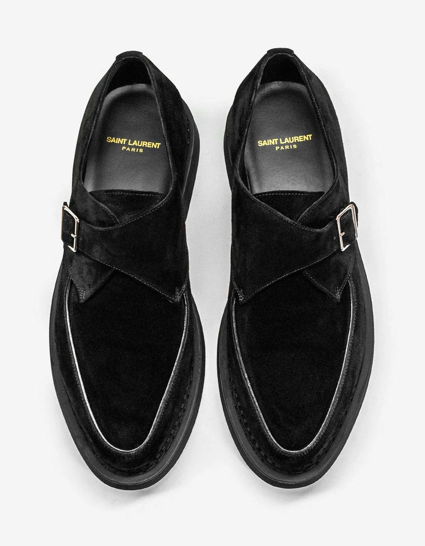 New ๐ Saint Laurent Teddy 10 Black Suede Monk Strap ๐ Shoes ๐ 6 Saint Laurent Teddy 10 Black Suede Monk Strap Shoes