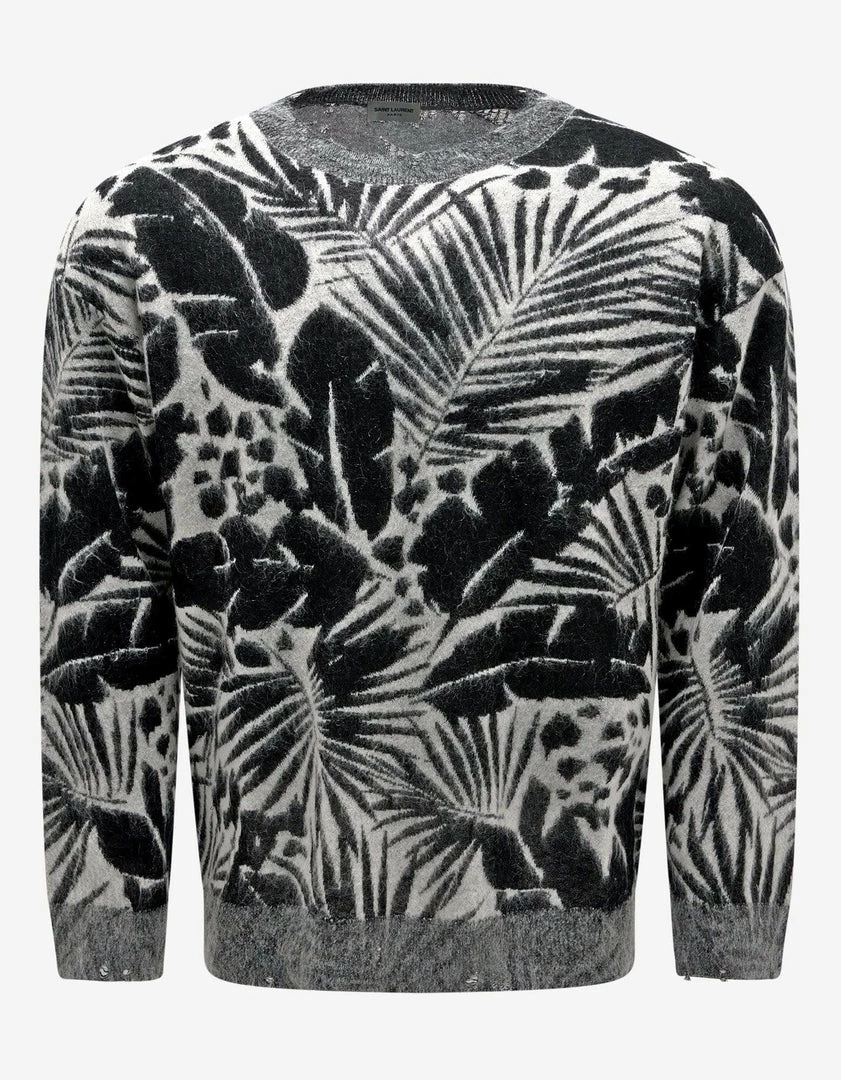 Best deal ⨠Saint Laurent Tropical Leaves Graphic Sweater 𧨠3 Saint Laurent Tropical Leaves Graphic Sweater