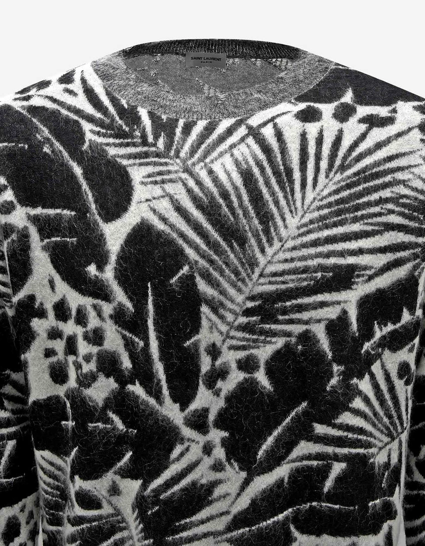 Best deal ⨠Saint Laurent Tropical Leaves Graphic Sweater 𧨠5 Saint Laurent Tropical Leaves Graphic Sweater