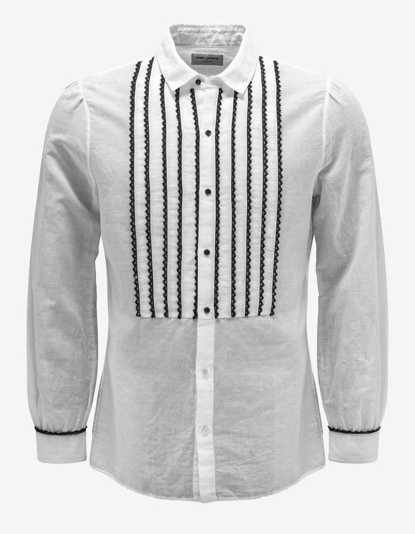 Best Sale π Saint Laurent Clothing White Bib π Shirt π 3 Saint Laurent Clothing White Bib Shirt