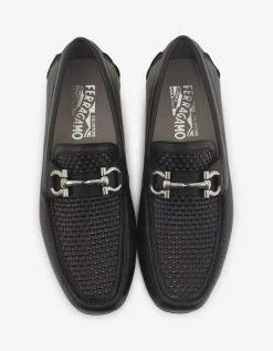 Salvatore Ferragamo Footwear Black Parigi Basket Weave Driving Shoes