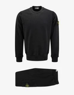 Stone Island Clothing Black Compass Badge Crew Neck Tracksuit