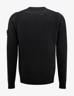 Stone Island Black Compass Badge Wool Sweater