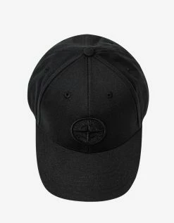 Stone Island Black Compass Logo Baseball Cap Accessories
