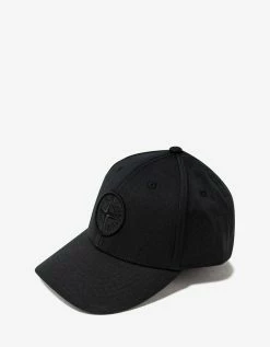 Stone Island Black Compass Logo Baseball Cap Accessories