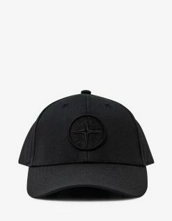 Stone Island Black Compass Logo Baseball Cap Accessories