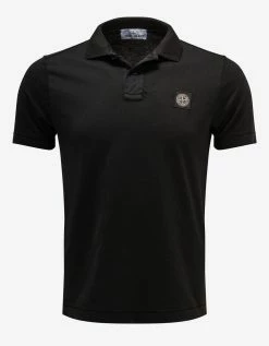 Stone Island Black Compass Logo Polo T-Shirt