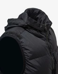 Stone Island Black Garment Dyed Crinkle Reps R-NY Down Gilet Clothing
