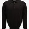 Promo 🎁 Stone Island Black Logo Knitted Long Sleeve Polo ⌛ 1 Stone Island Black Logo Knitted Long Sleeve Polo