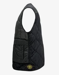 Stone Island Black Modified Panama 6/3 Ht Nylon Gilet Clothing