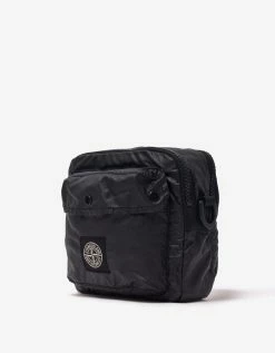 Stone Island Accessories Black Mussola Gommata Canvas Pouch Bag