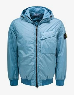 Stone Island Blue Garment Dyed Crinkle Reps R-NY Jacket Clothing